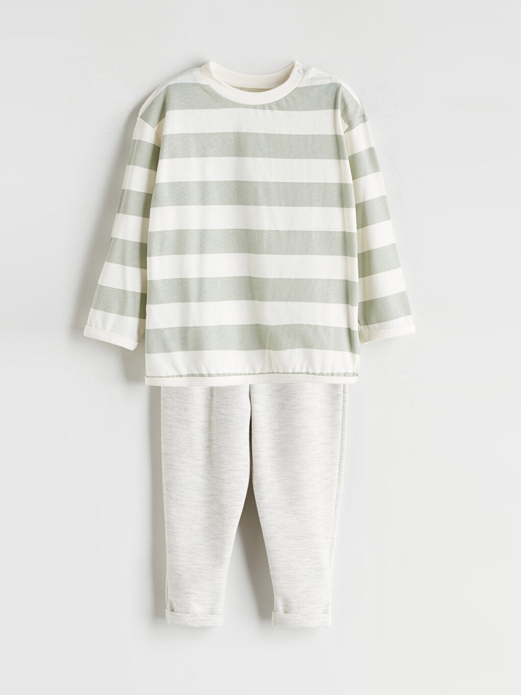 LCW baby Crew Neck Striped Baby Boys T-Shirt and Pants 2 Pack -W56912Z1-LFC