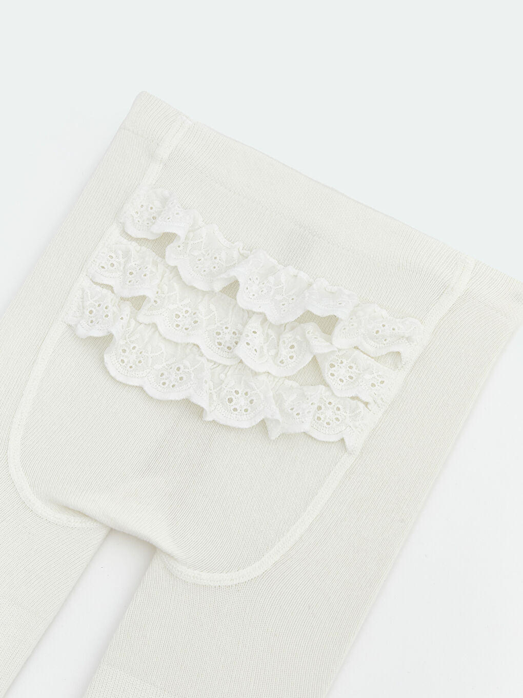 Ekru Desenli Kız Çocuk Külotlu Çorap 2'li-2