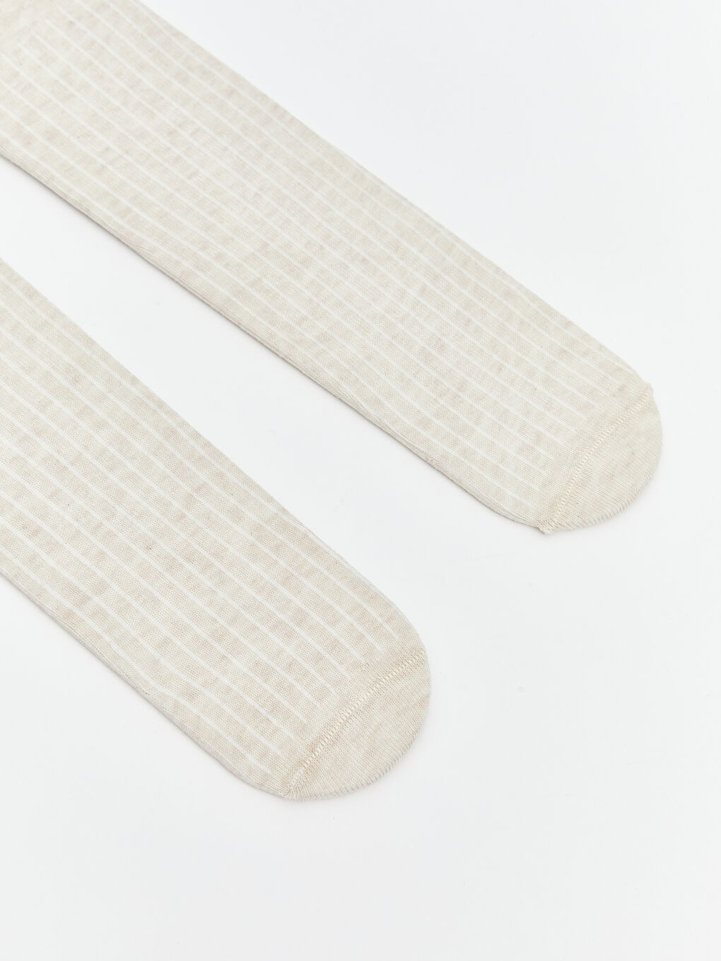 Ekru Çizgili Kız Çocuk Külotlu Çorap 2'li-1