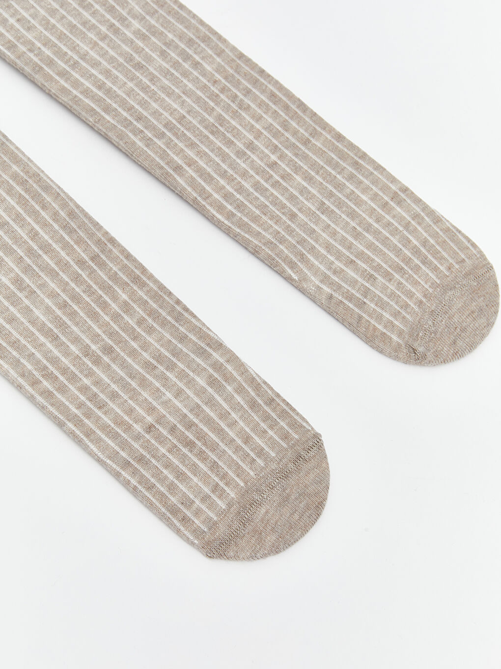 Ekru Çizgili Kız Çocuk Külotlu Çorap 2'li-2