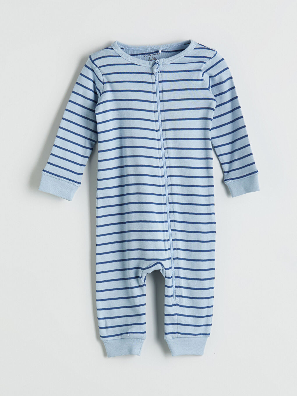Mavi Bisiklet Yaka Çizgili Erkek Bebek Tulum