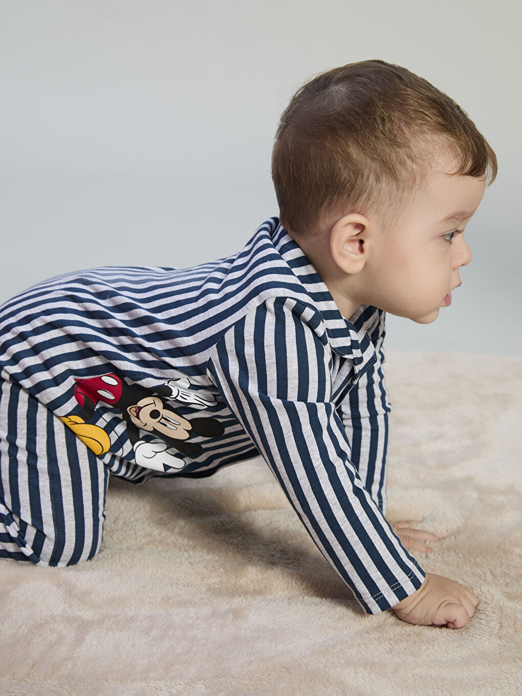 Mickey Mouse Baskılı Erkek Bebek Tulum-1