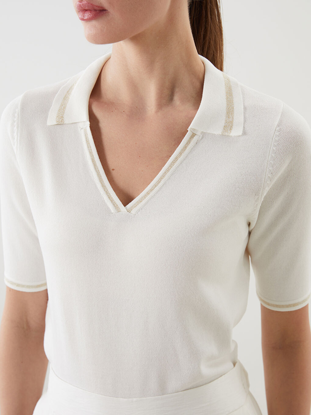 Polo Neck Women's Knitwear Sweater-2