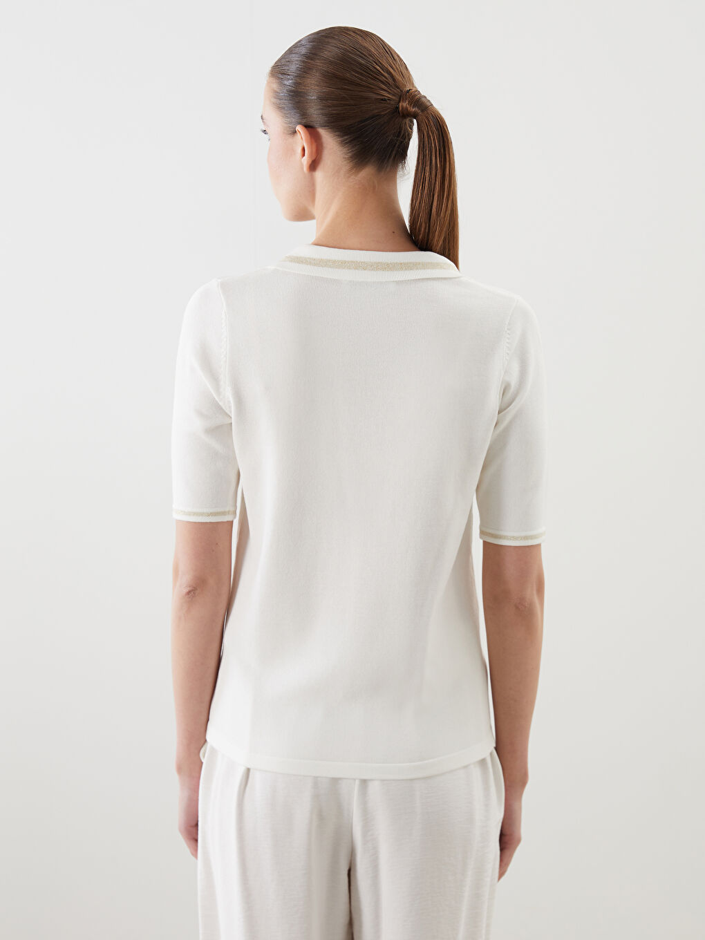 Polo Neck Women's Knitwear Sweater-3