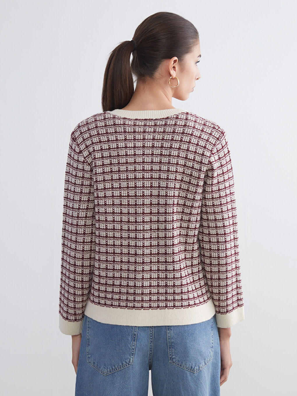 LCWAIKIKI Classic Crew Neck Patterned Women's Knitwear Cardigan -W56985Z8-MJA