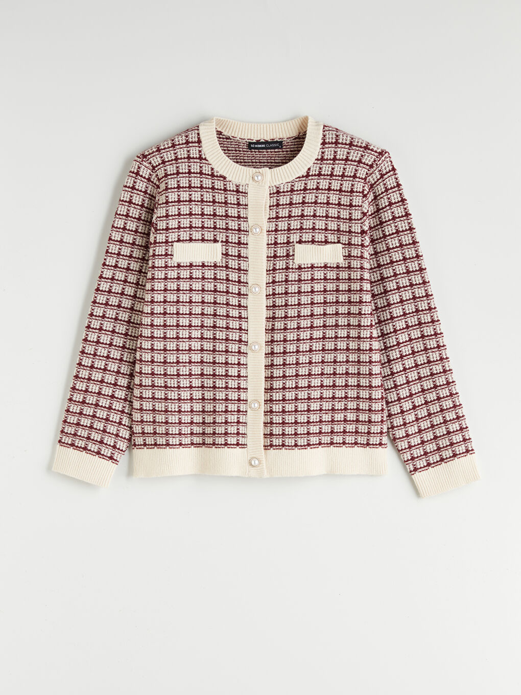 LCWAIKIKI Classic Crew Neck Patterned Women's Knitwear Cardigan -W56985Z8-MJA