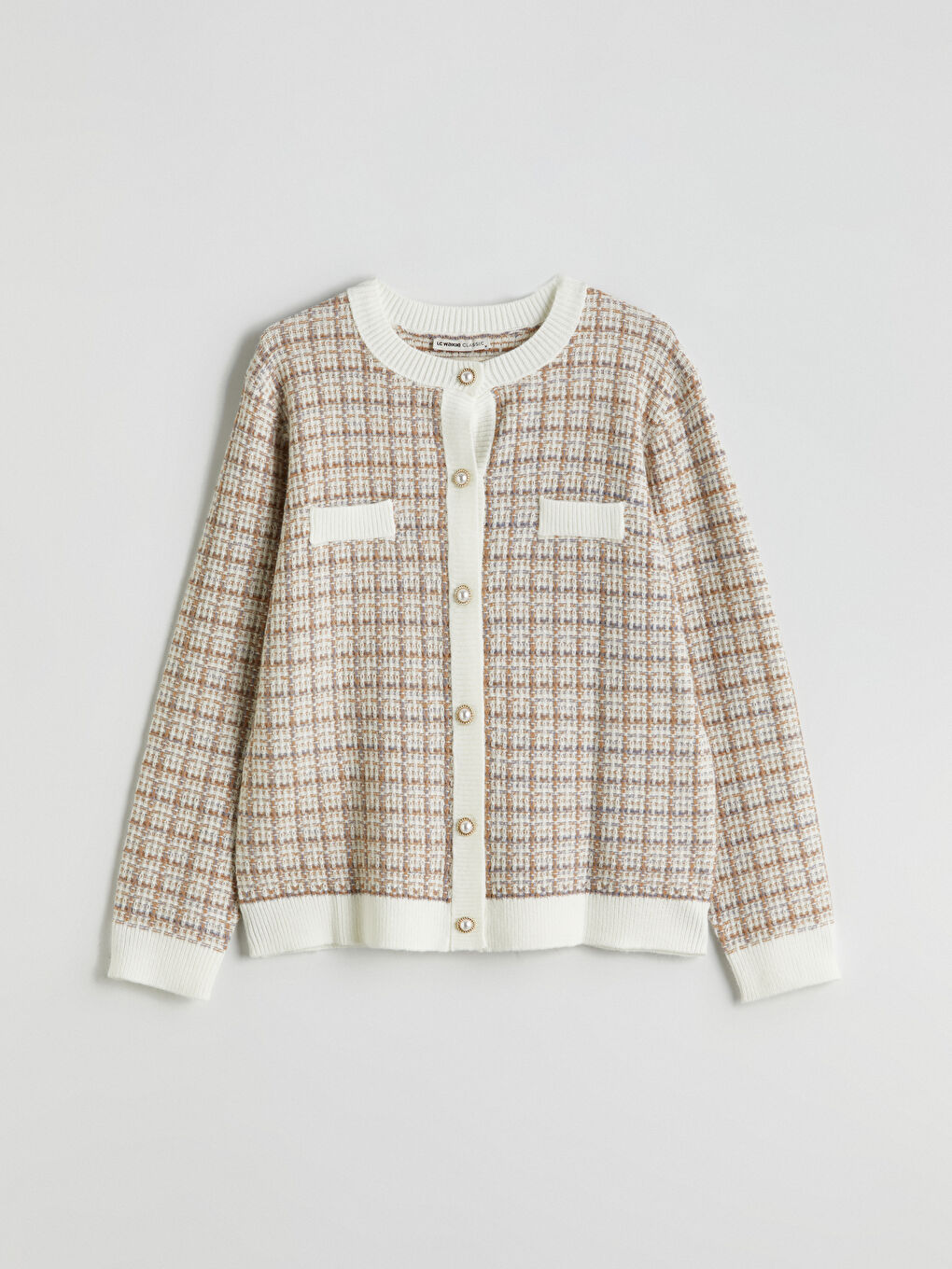 LCWAIKIKI Classic Crew Neck Patterned Women's Knitwear Cardigan -W56985Z8-MJQ