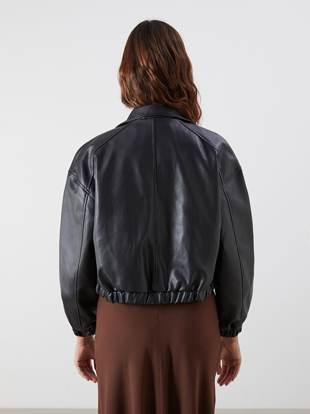 LCW Vision Woman BLACK Faux Leather Jacket -W56987Z8-CVL