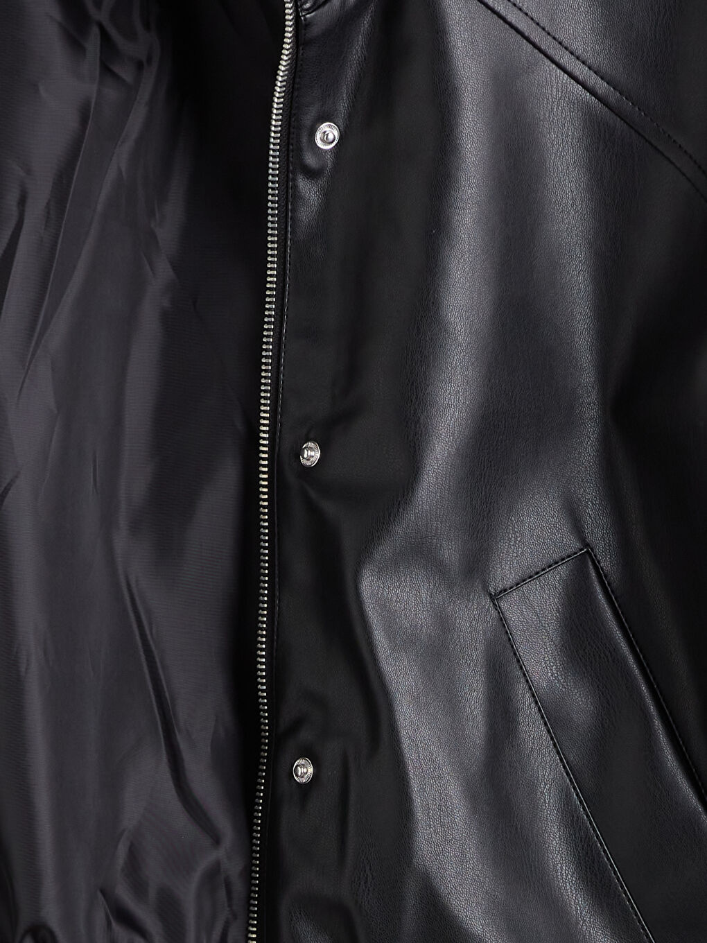LCW Vision Woman BLACK Faux Leather Jacket -W56987Z8-CVL