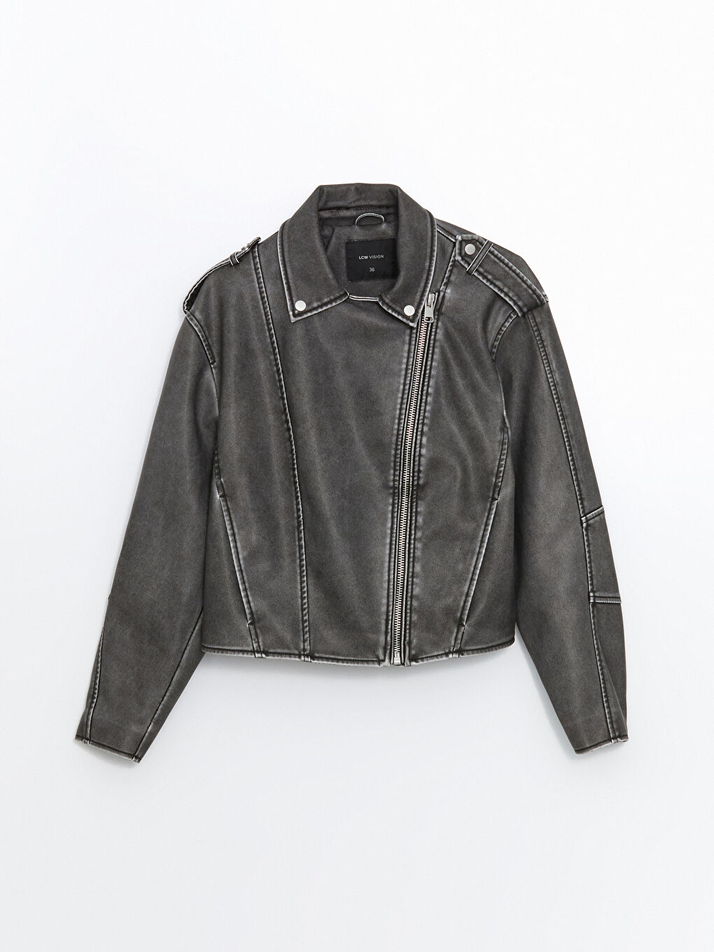 LCW Vision Biker Neck Women's Faux Leather Jacket -W56990Z8-KSK