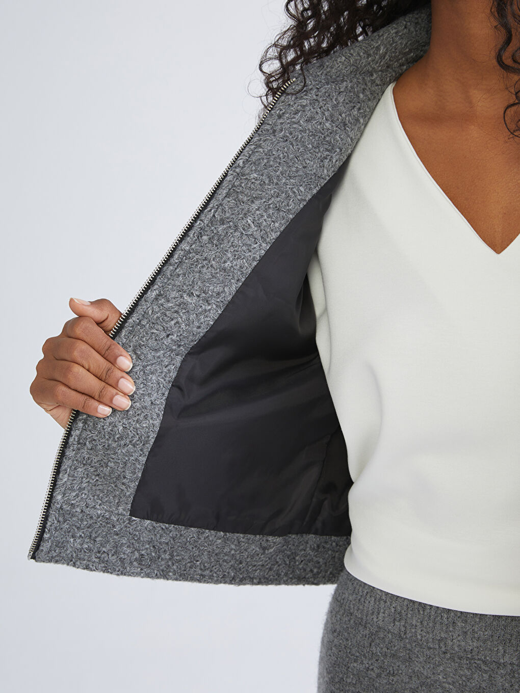 LCW Vision Collared Neck Women's Cachet Overcoat -W57003Z8-JMD