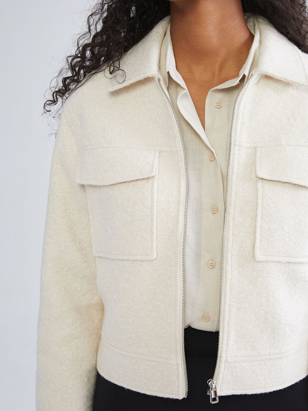 LCW Vision Collared Neck Women's Cachet Overcoat -W57003Z8-R9J