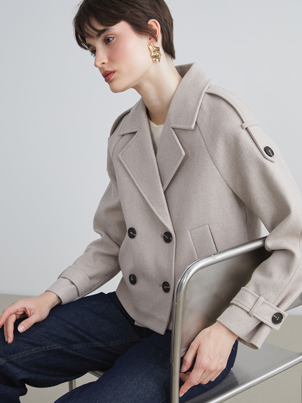LCW Vision Jacket Collar Women's Cachet Overcoat -W57004Z8-L8Q