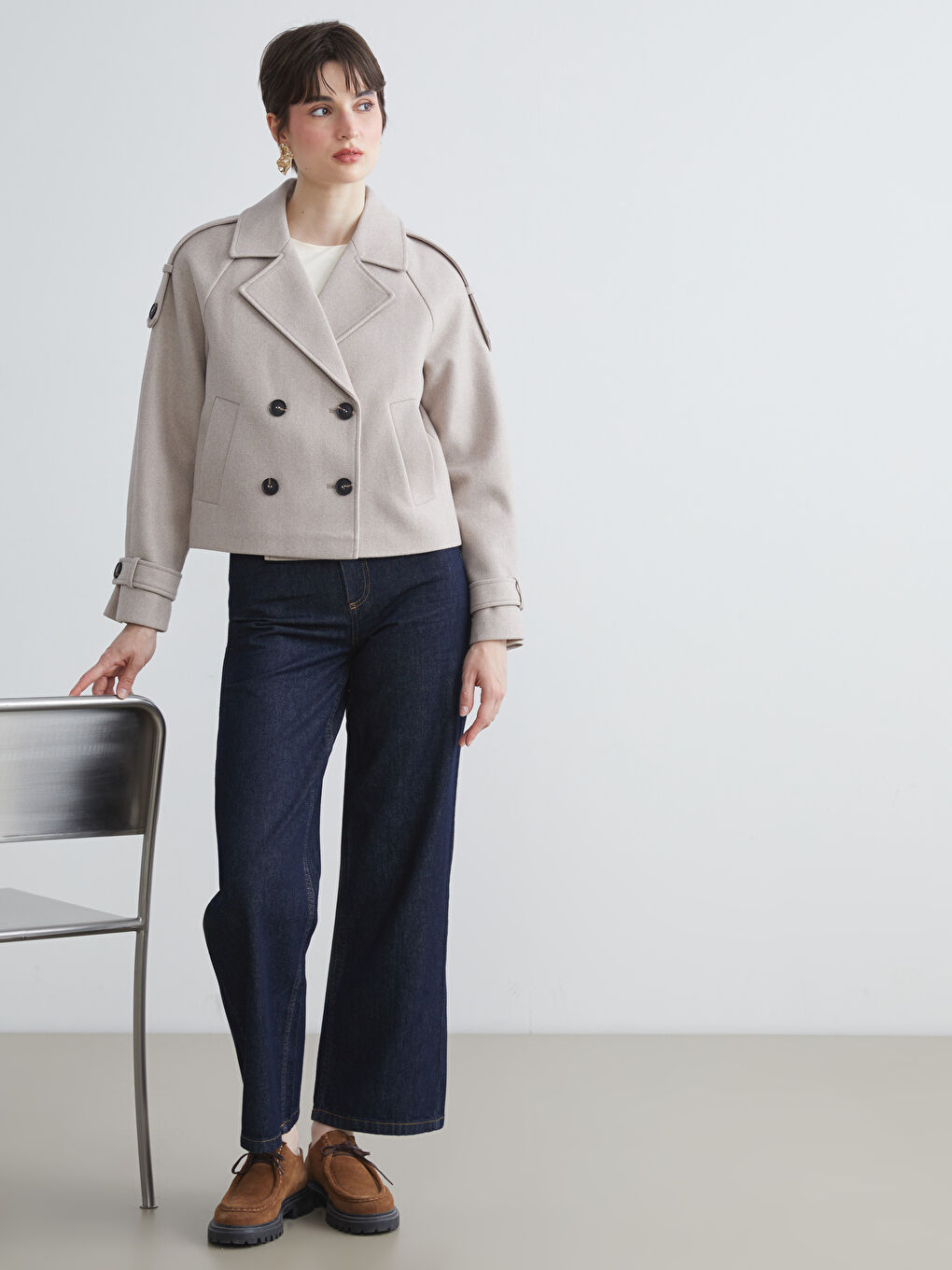 LCW Vision Jacket Collar Women's Cachet Overcoat -W57004Z8-L8Q