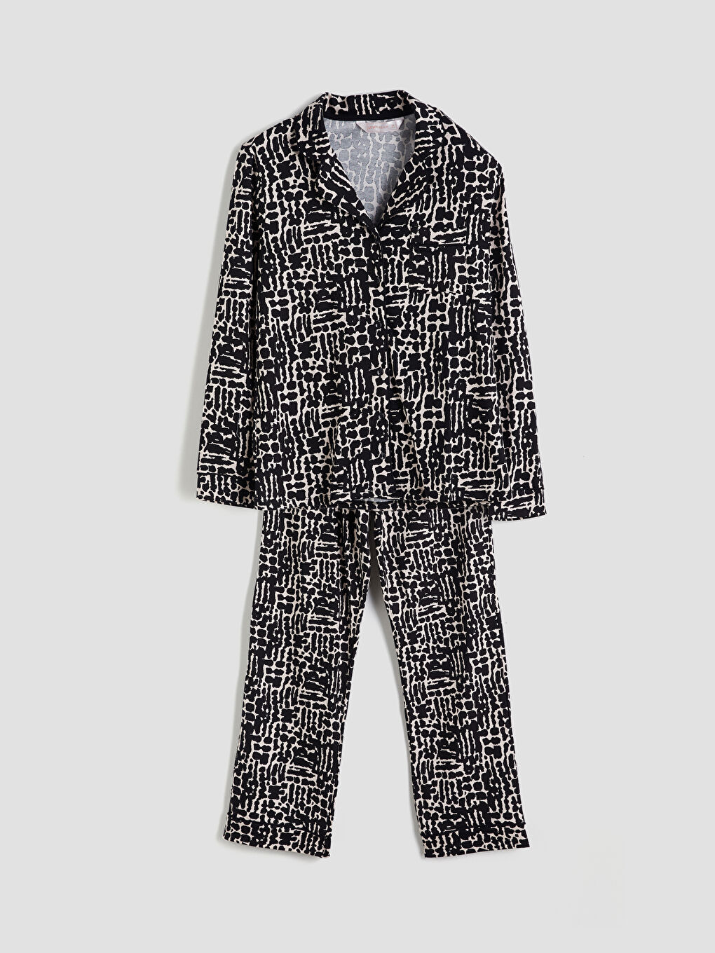 LCW DREAM Collared Neck Leopard Print Women's Pyjama Set -W57024Z8-LT6