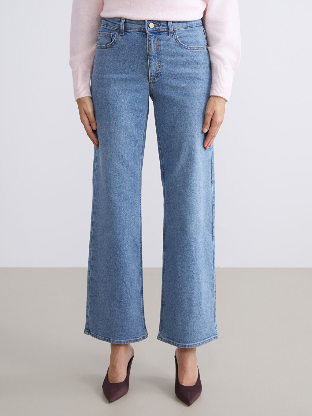 İndigo Wideleg Kadın Jean Pantolon-1