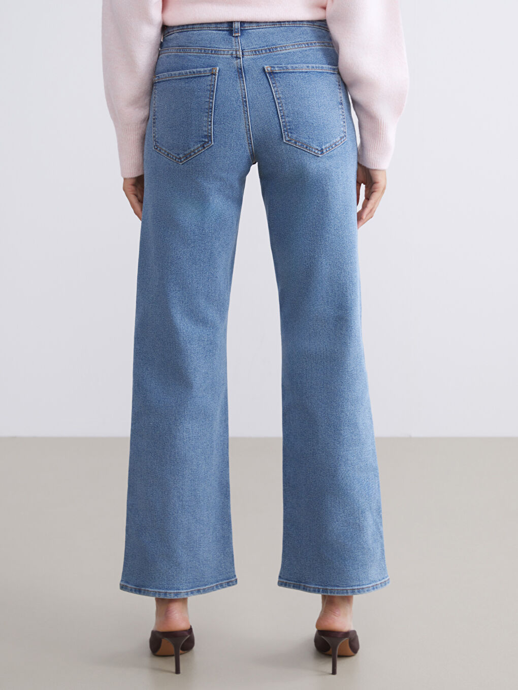 İndigo Wideleg Kadın Jean Pantolon-3