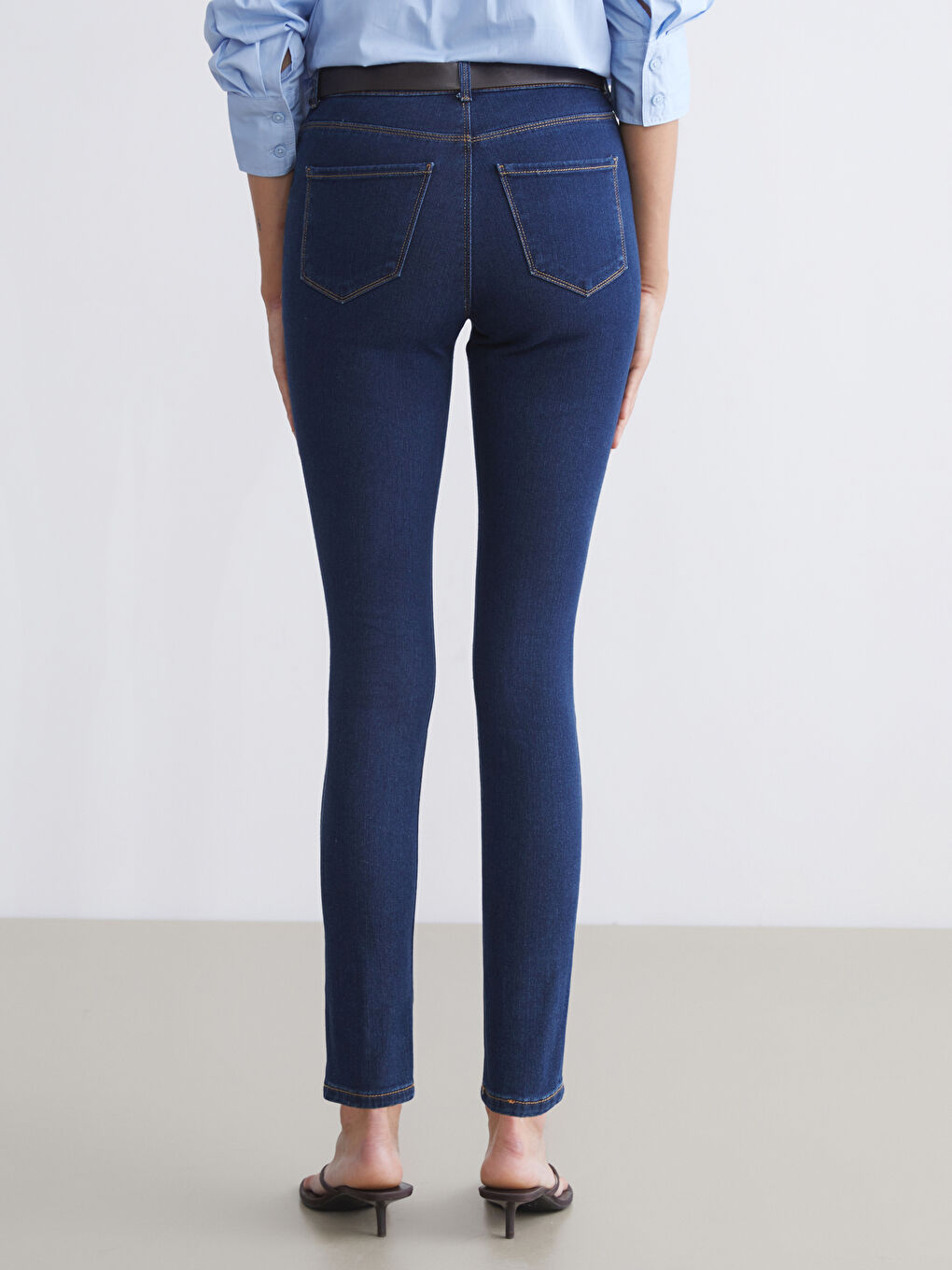 İndigo Beli Kemerli Mercury Skinny Fit Kadın Jean Pantolon-3