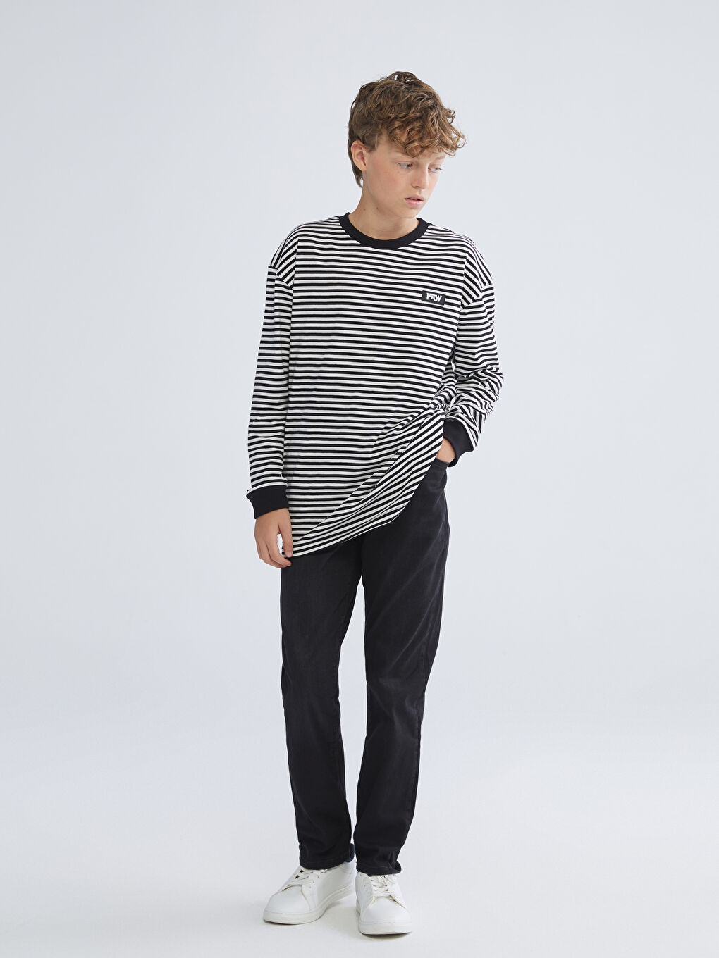 Crew Neck Striped Long Sleeve Boys' T-Shirt-1