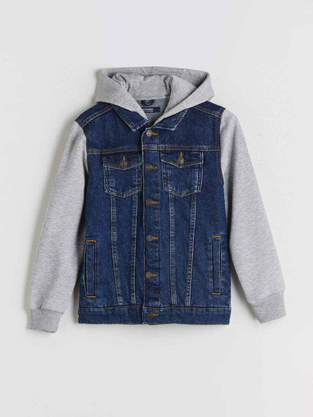 İndigo Kapüşonlu Erkek Çocuk Jean Ceket