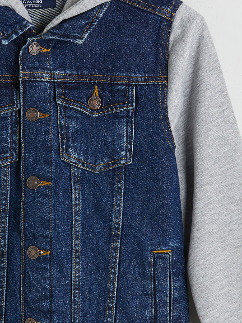 İndigo Kapüşonlu Erkek Çocuk Jean Ceket-2