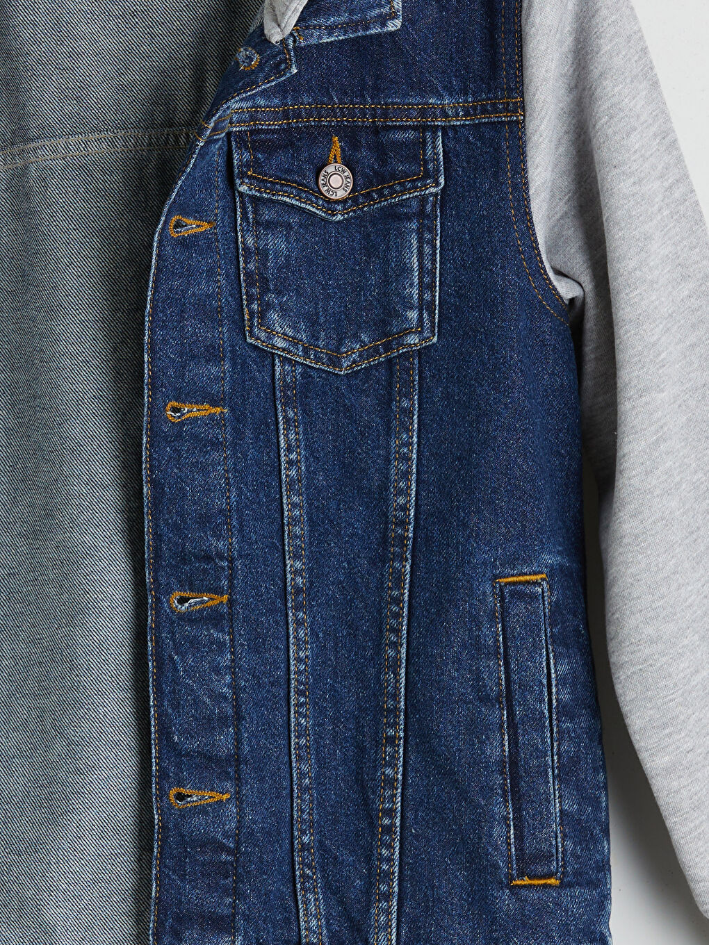 İndigo Kapüşonlu Erkek Çocuk Jean Ceket-3