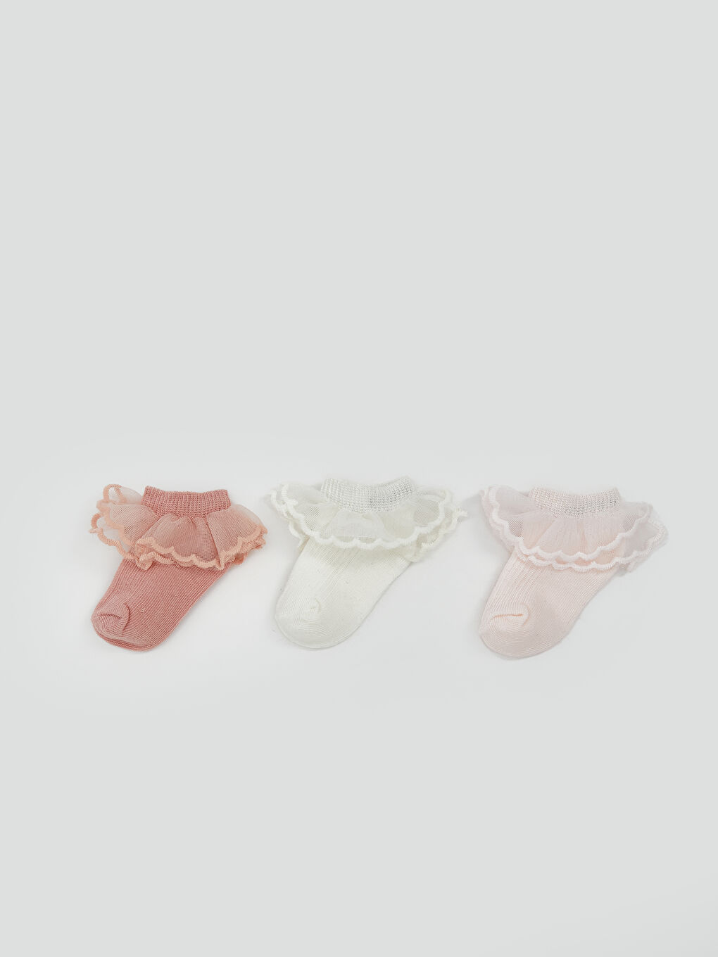 LCW baby Tulle Baby Girls' Trainer Socks 3-Pack -W57077Z1-DJZ