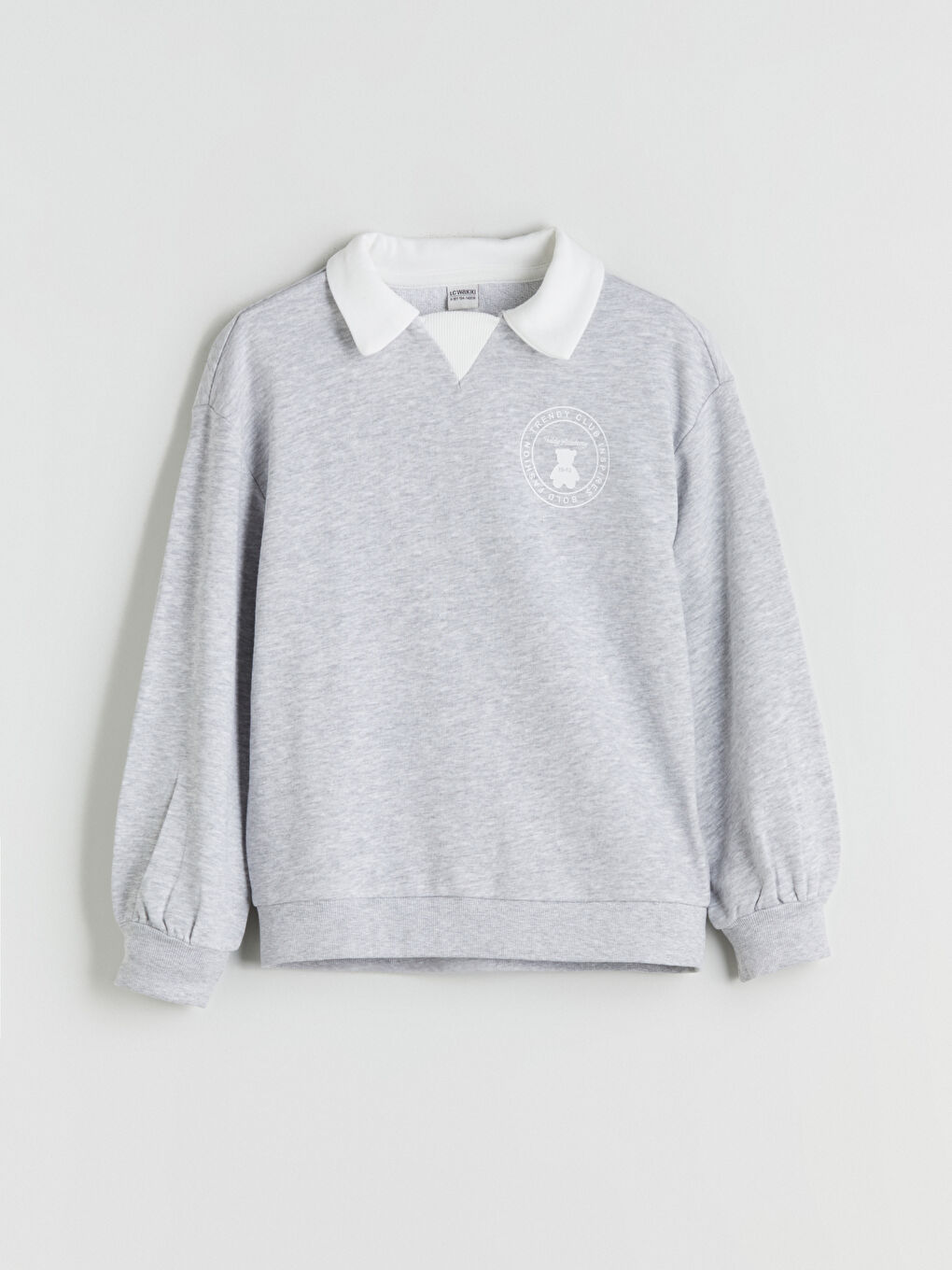 Gri Polo Yaka Kız Çocuk Sweatshirt