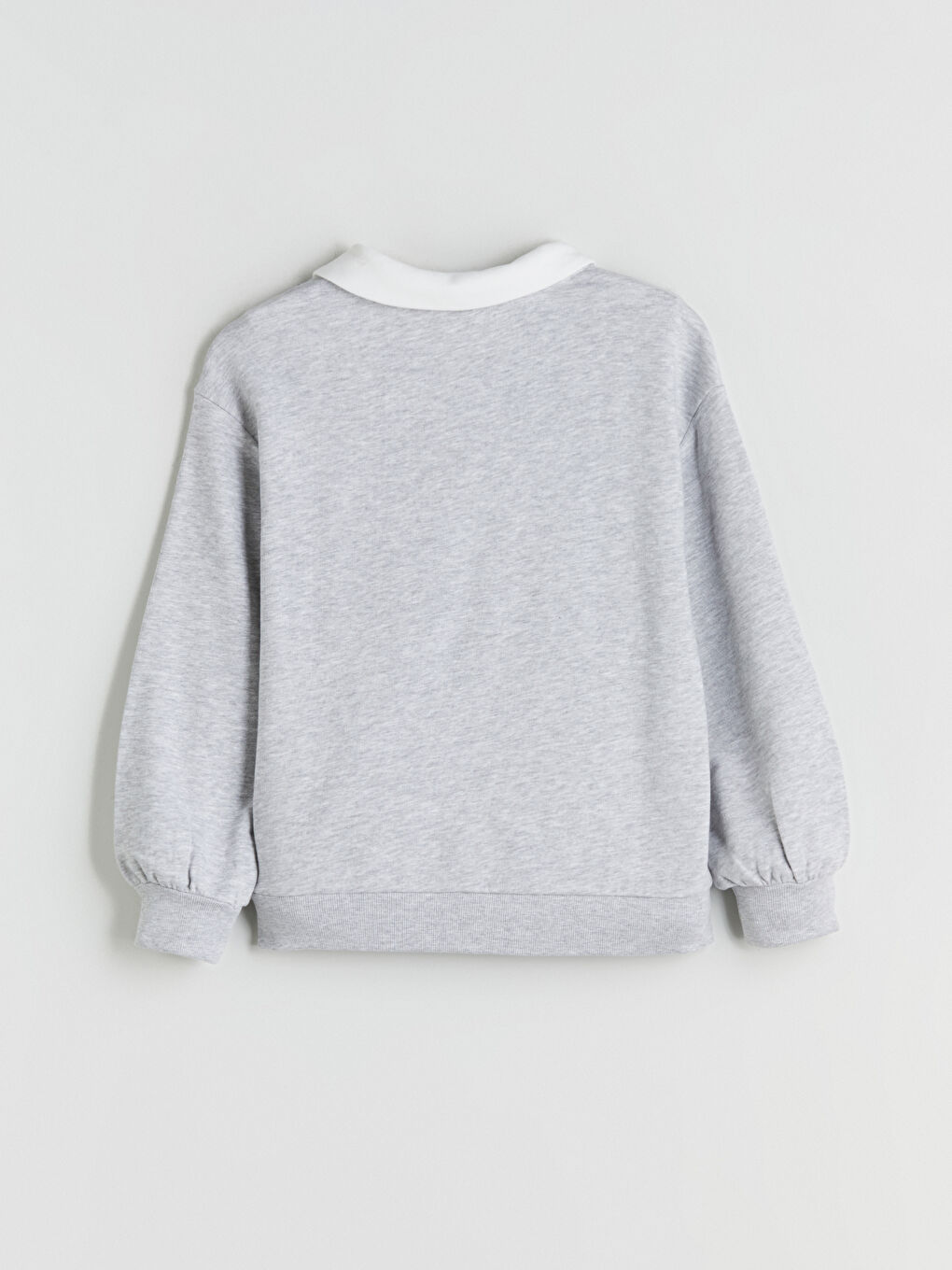 Gri Polo Yaka Kız Çocuk Sweatshirt-1