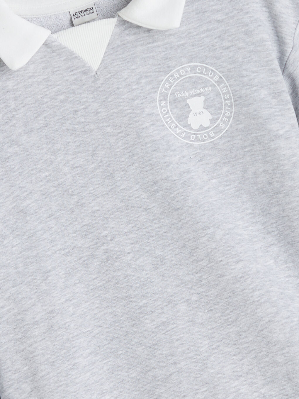 Gri Polo Yaka Kız Çocuk Sweatshirt-2