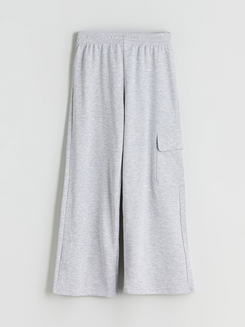 Gri Beli Lastikli Kız Çocuk Kargo Eşofman Altı