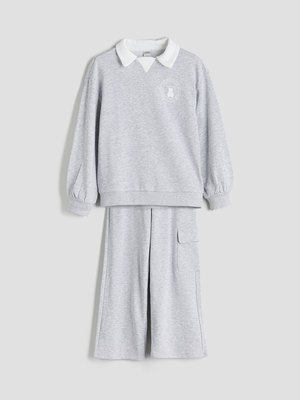 LCW Kids Girl GREY Tracksuit Set -W57085Z4-CT3