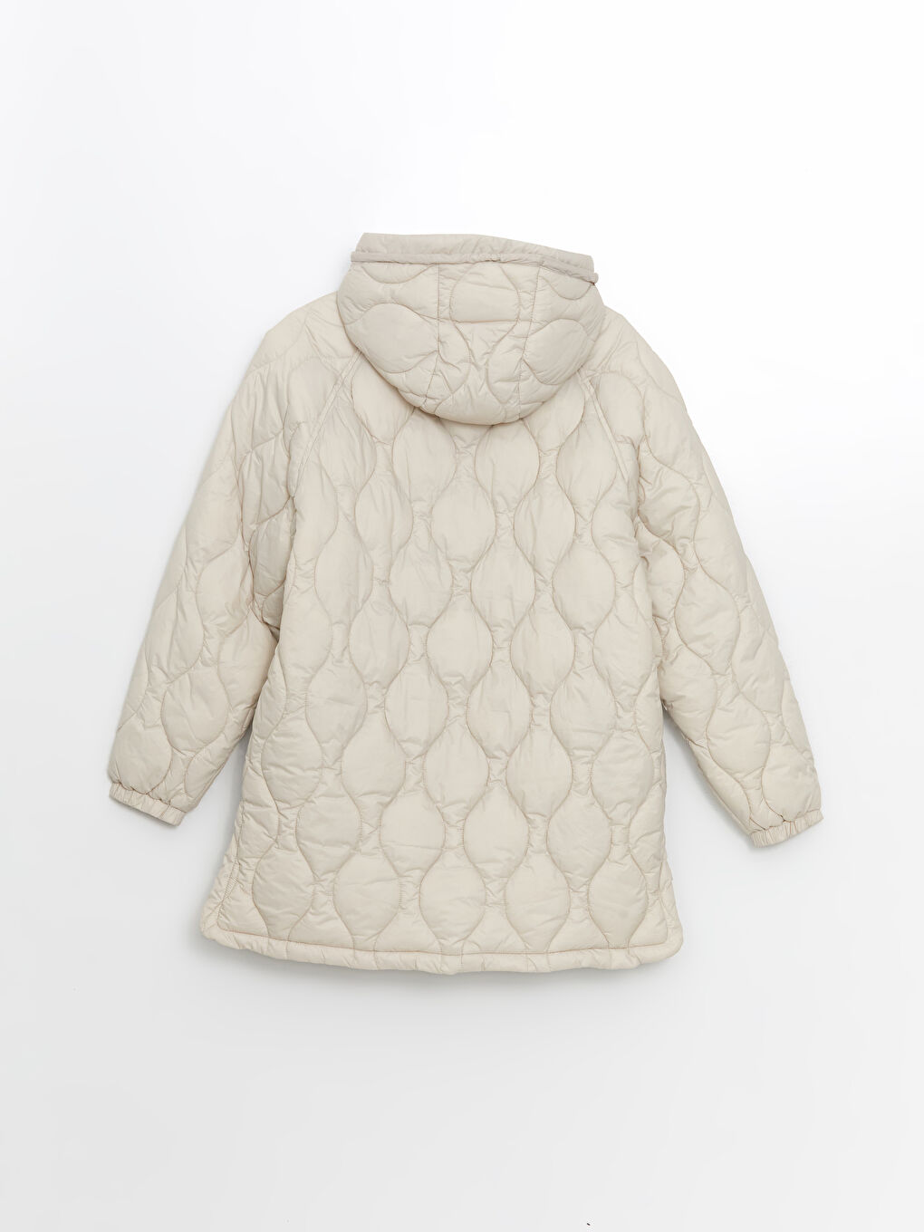 Bej Kapüşonlu Kapitone Kadın Şişme Mont-7