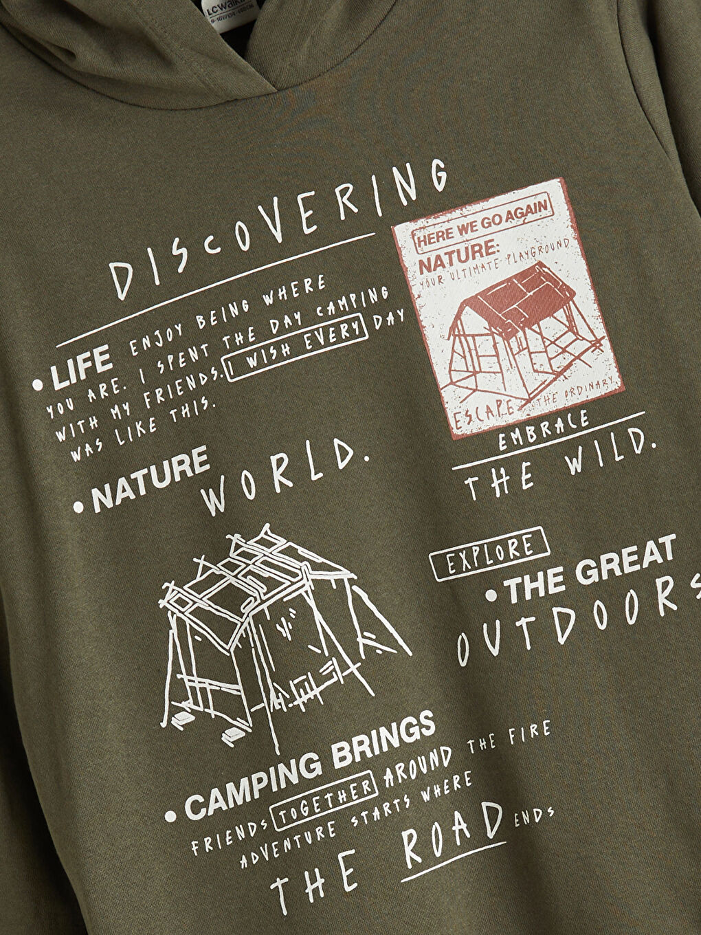 Haki Erkek Çocuk Baskılı Kapüşonlu Sweatshirt-2