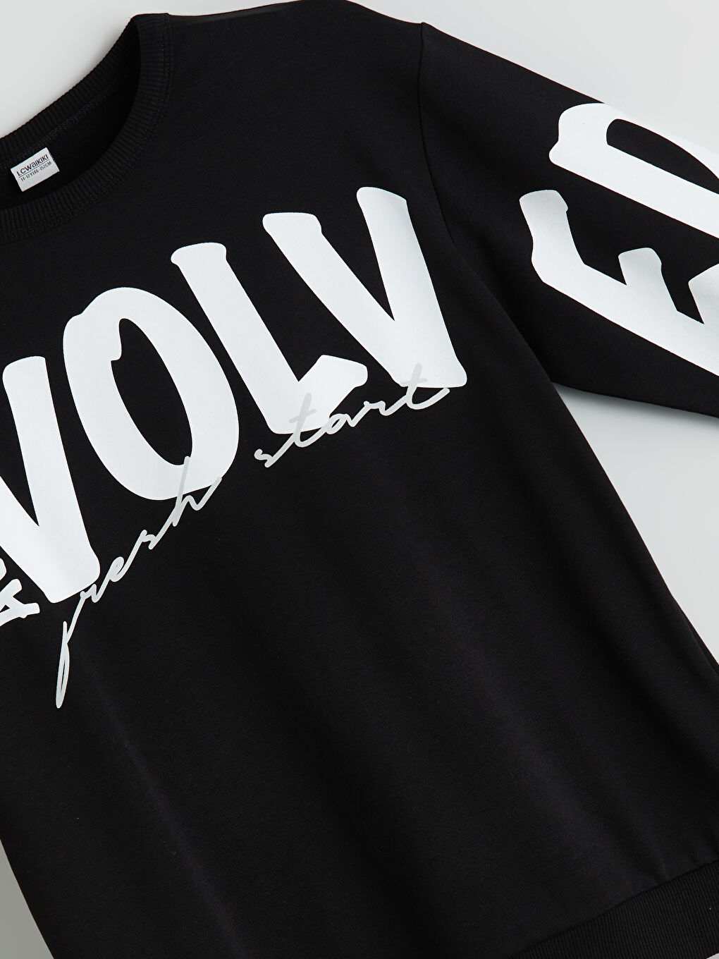 Siyah Slogan Baskılı Erkek Çocuk Sweatshirt-2