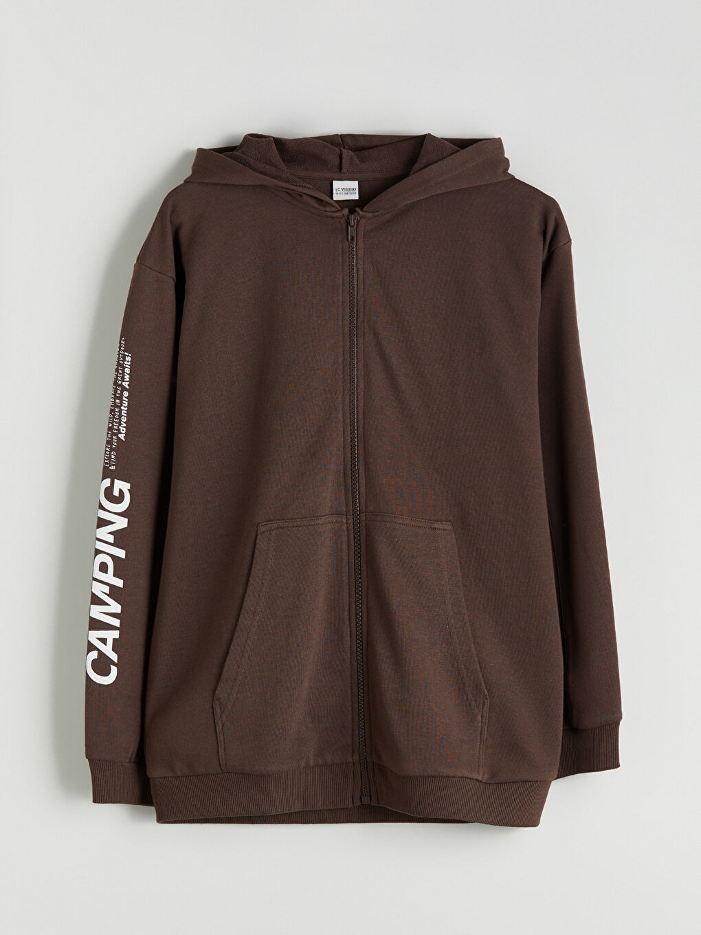 Kahverengi Kapüşonlu Erkek Çocuk Fermuarlı Sweatshirt