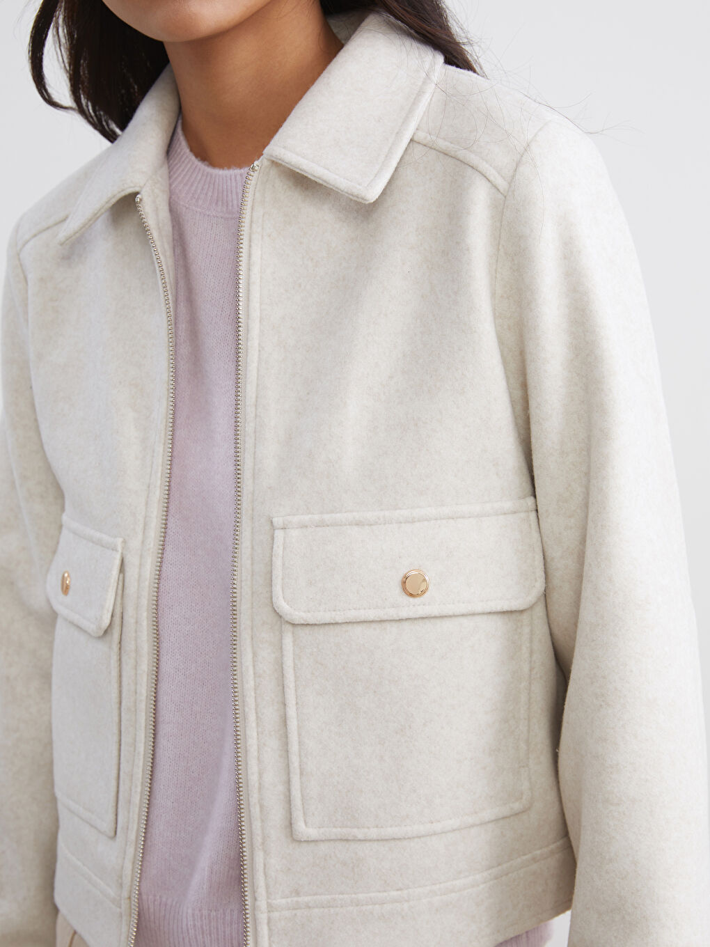Collared Neck Women's Cachet Overcoat-2