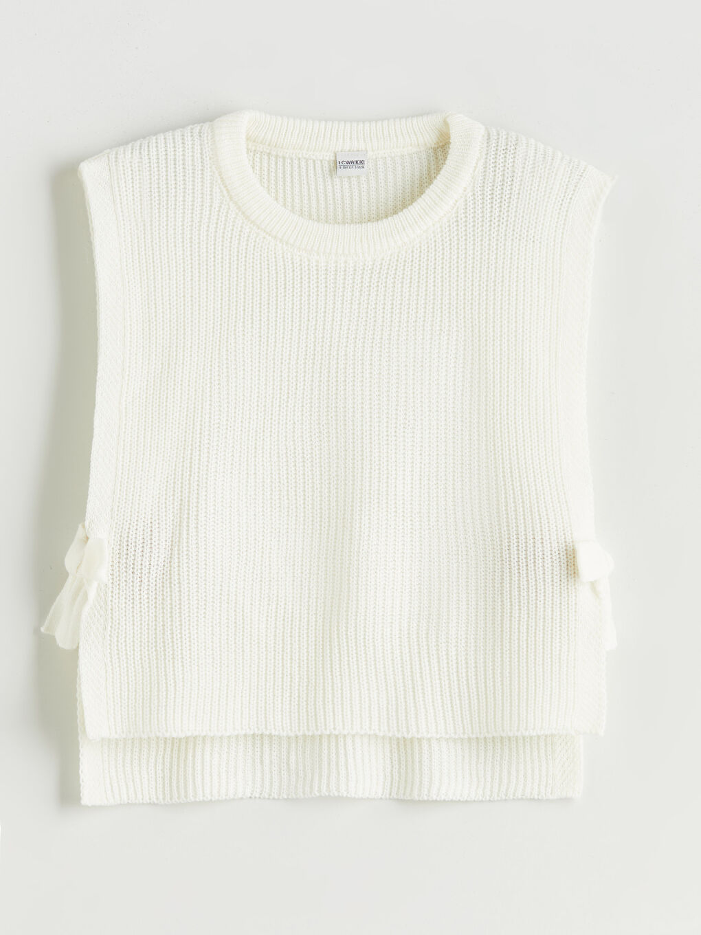 Ekru Fiyonk Detaylı Kız Çocuk Triko Süveter-2