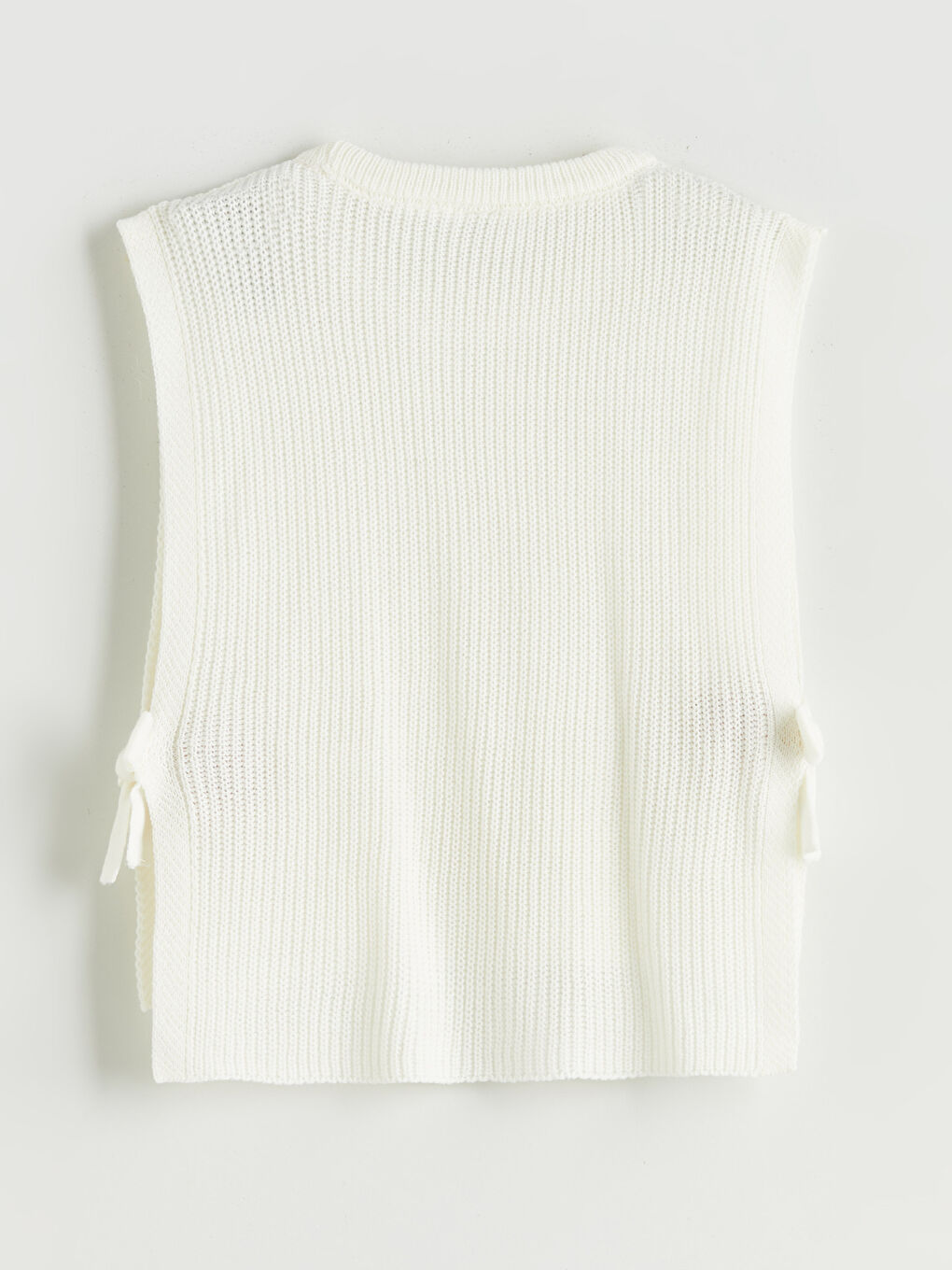 Ekru Fiyonk Detaylı Kız Çocuk Triko Süveter-3