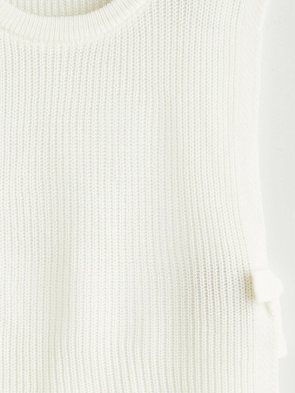 Ekru Fiyonk Detaylı Kız Çocuk Triko Süveter-4