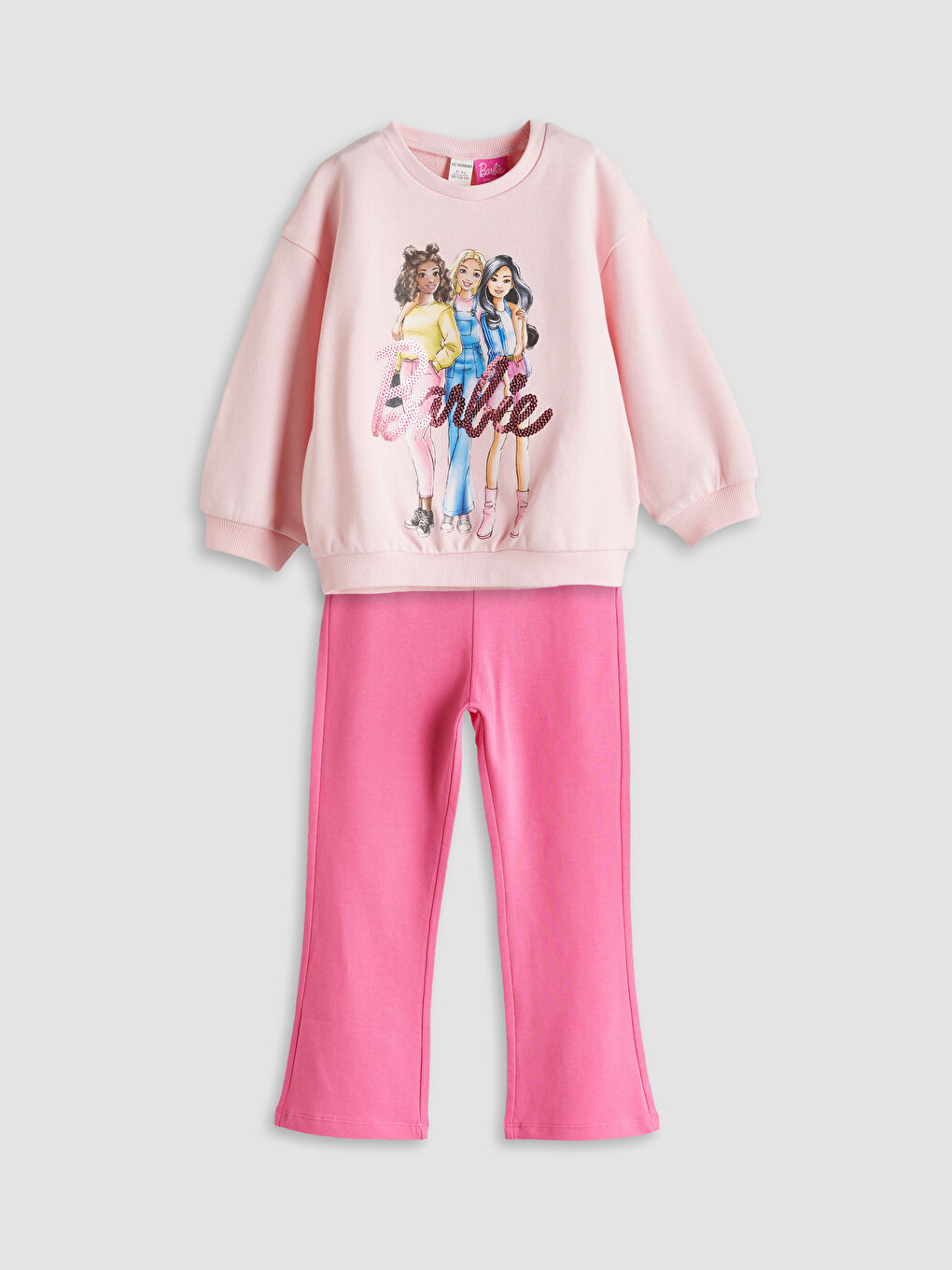 LCW Kids Barbie Printed Girls' Sweatshirt and Leggings 2 Pack -W57185Z1-FVB