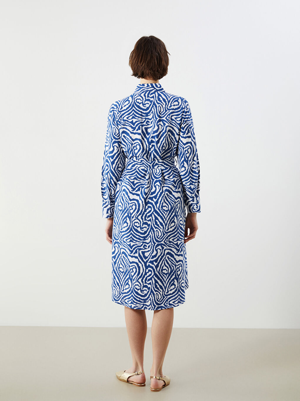 LCWAIKIKI Classic Figured Waistband Shirt Dress -W57186Z8-LQQ
