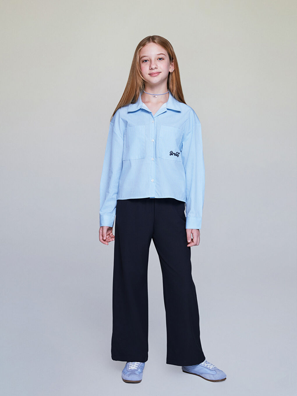 Long Sleeve Striped Girls' Shirt-2