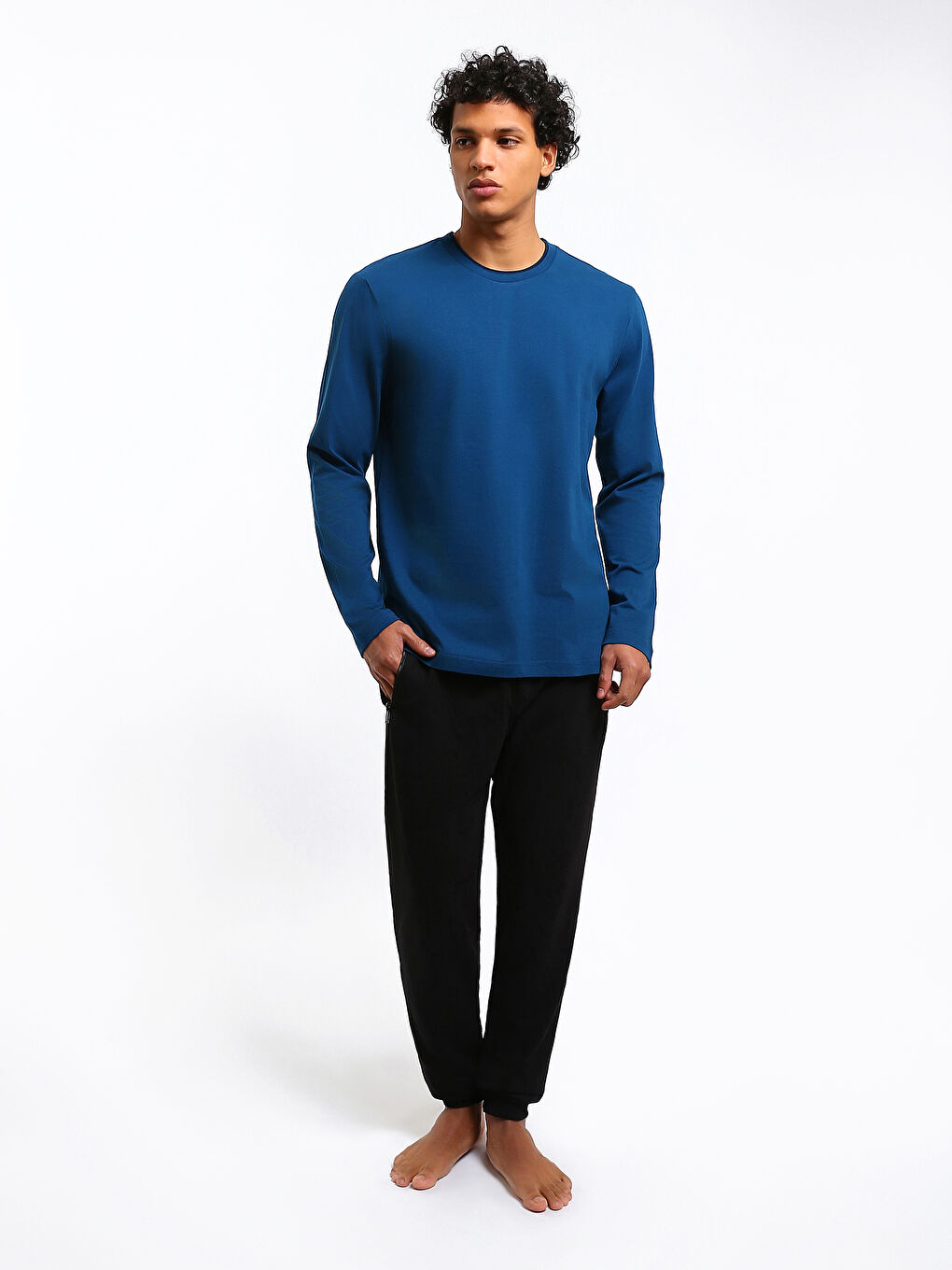 Crew Neck Long Sleeve Men's Pyjama Top-1