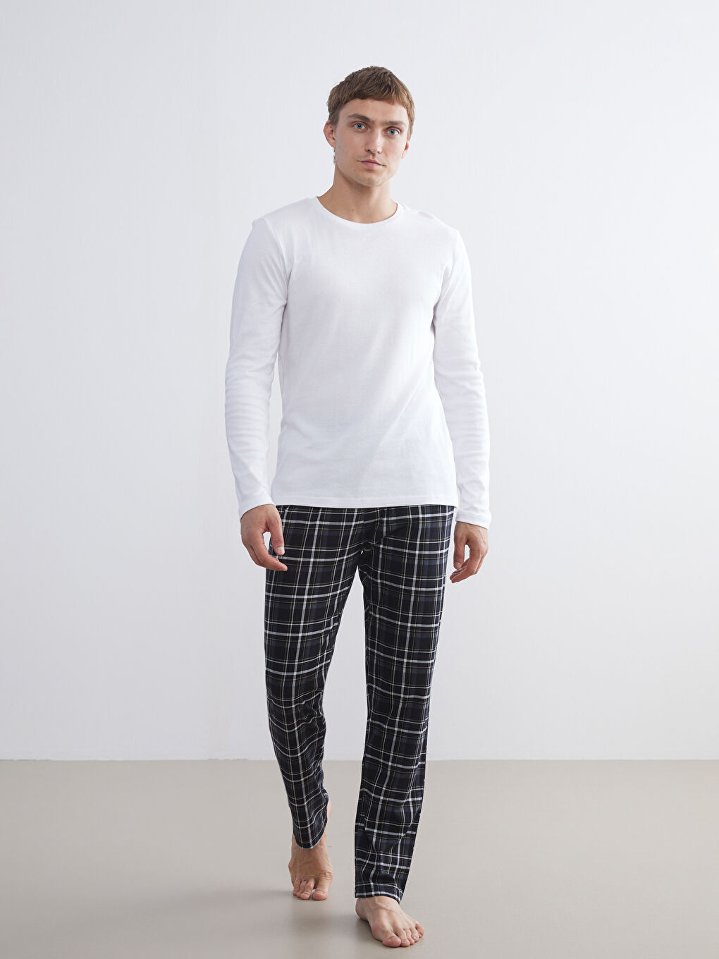 Bas De Pyjama Pour Hommes Coupe Régulière À Carreaux