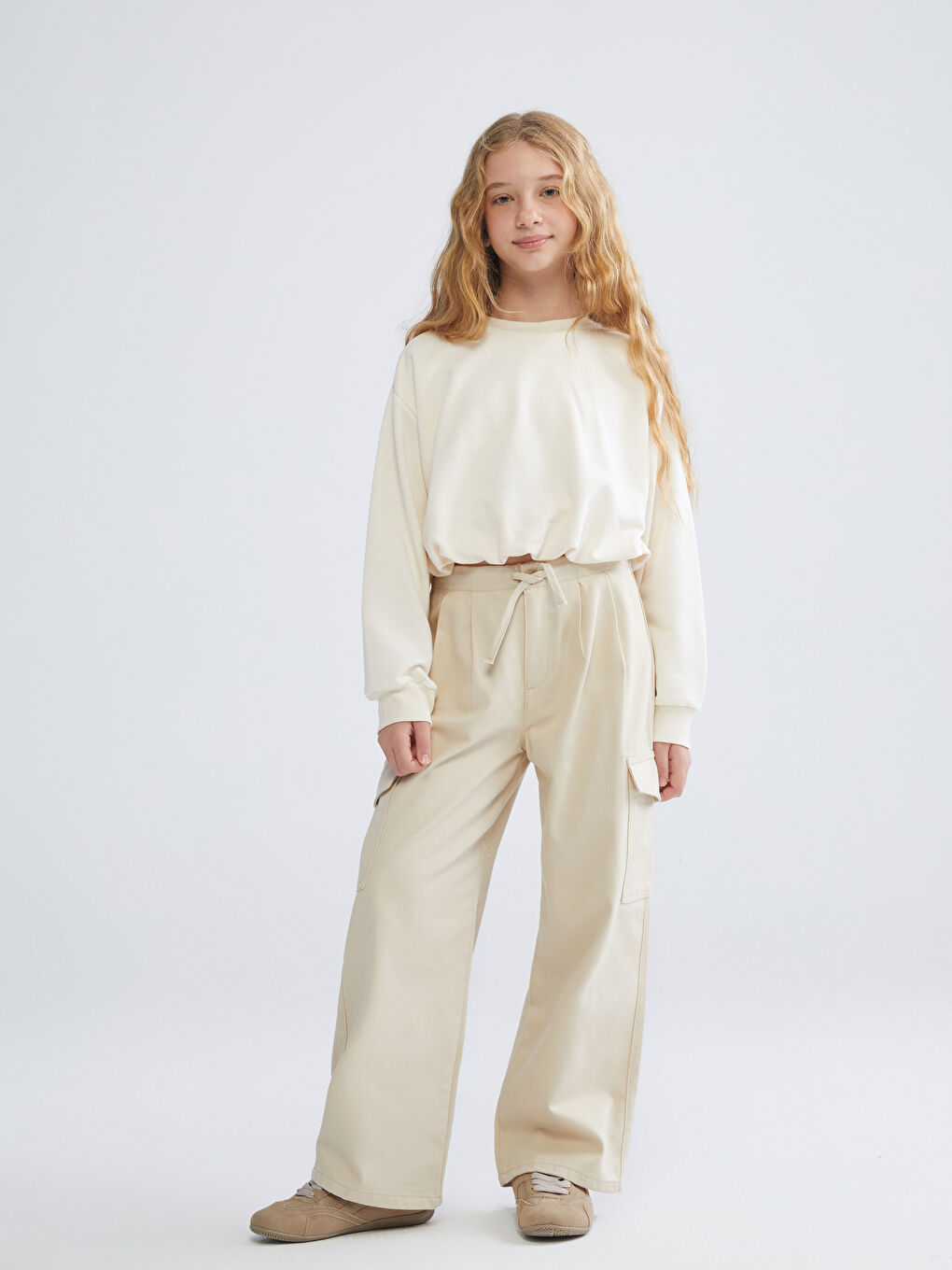 Elasticated Waist Twill Girls' Trousers