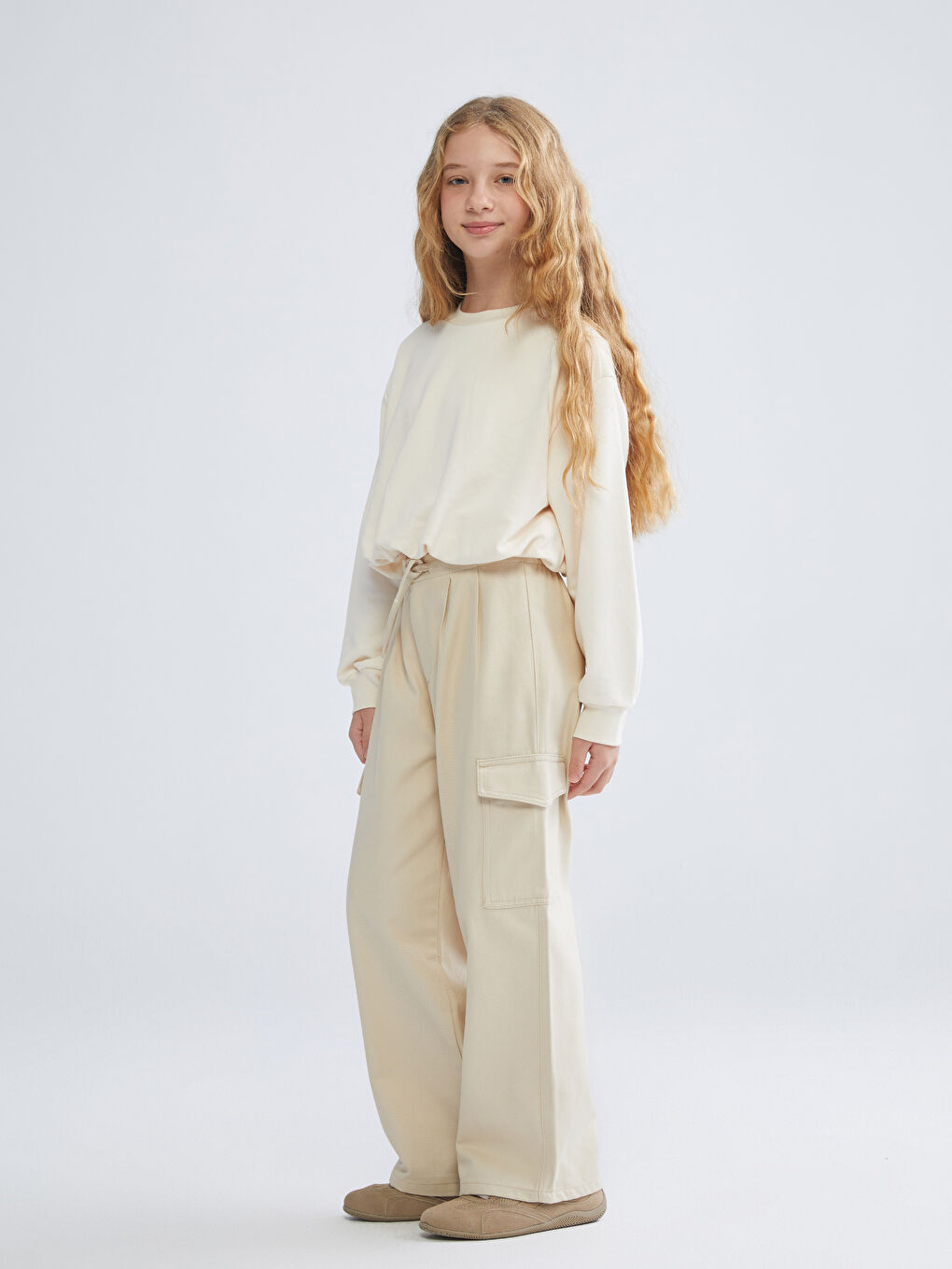 Elasticated Waist Twill Girls' Trousers-1