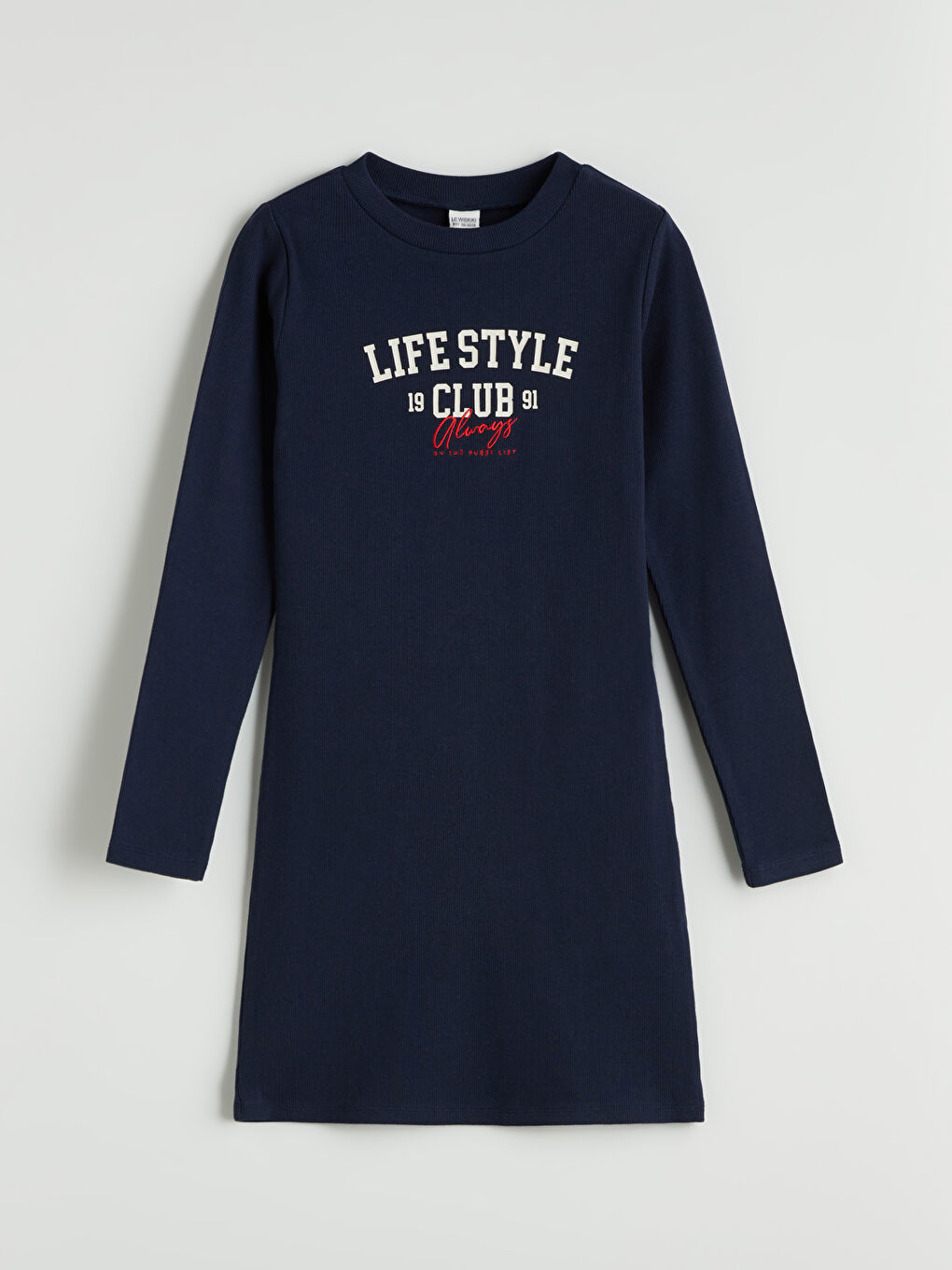LCW Kids Рокля от рипсена материя с кръгло деколте за момичета -W57255Z4-YQ6