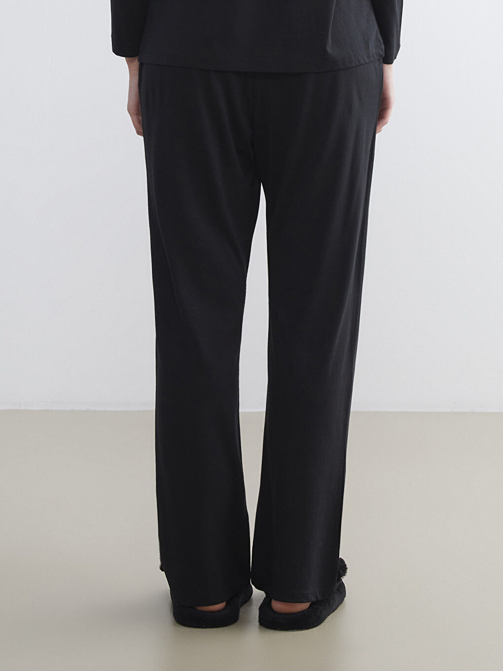 Siyah Beli Lastikli Modal Karışımlı Kadın Pijama Altı-1