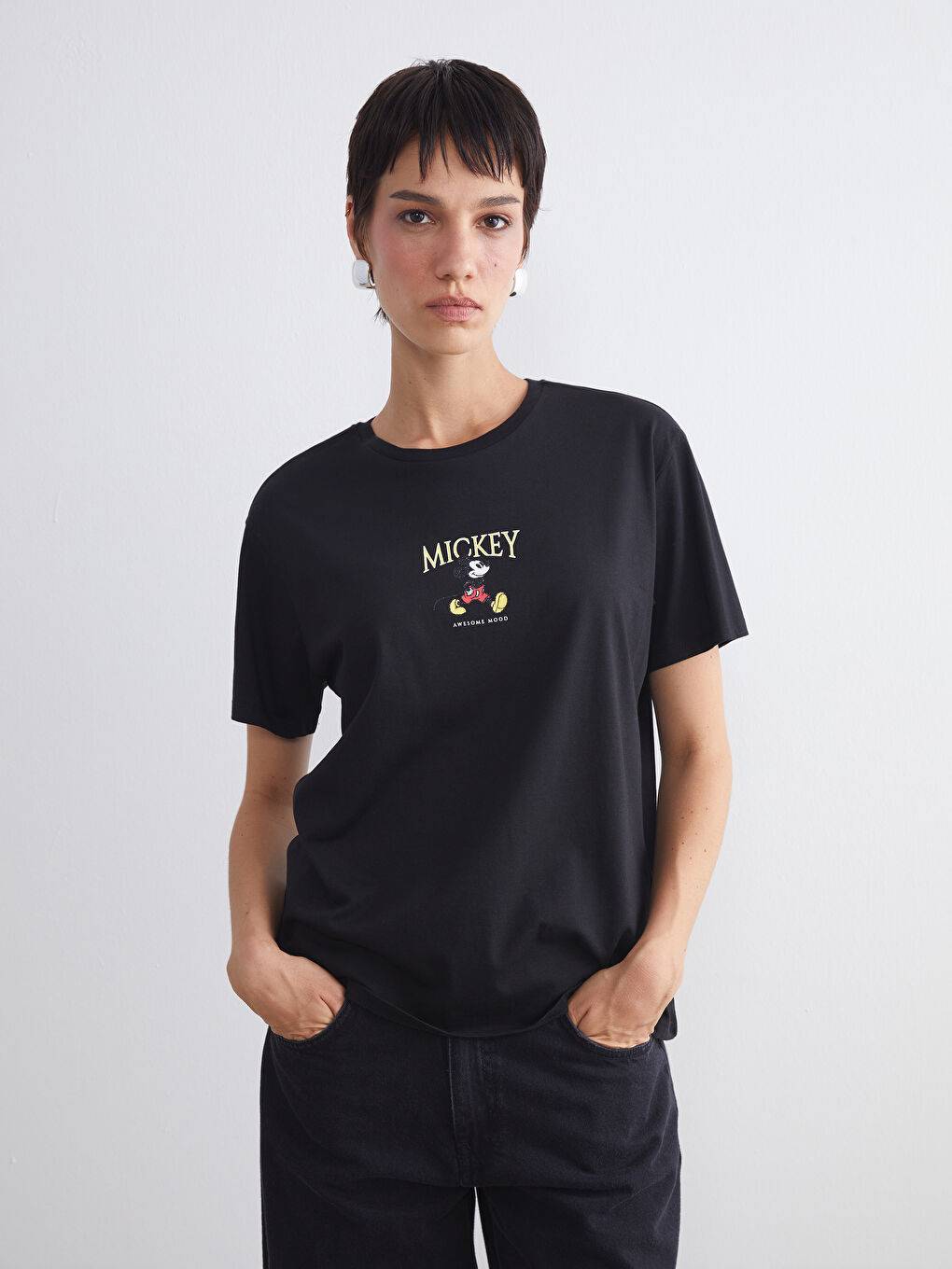 LCW Vision Crew Neck Mickey Mouse Printed Women's T-Shirt -W57307Z8-CVL